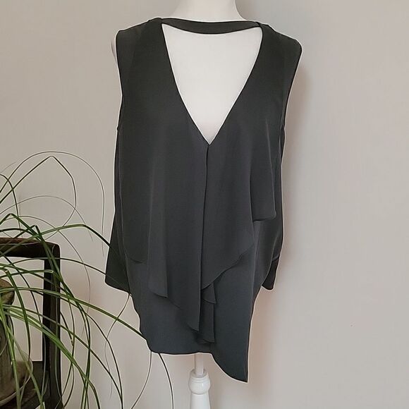 BCBGmaxazria dark green flowy tank top - Picture 1 of 8